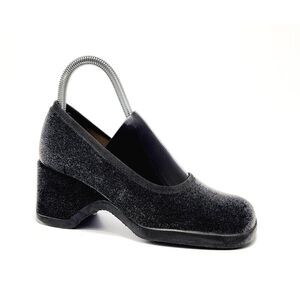 MNG by Mango Women’s Block Heel Velvet Chunky Heel Size 36/5.5 Square Toe Shoes